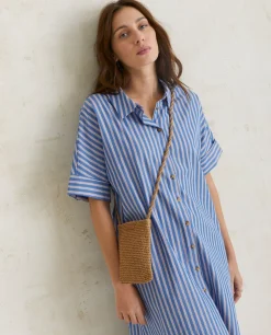 YERSE Dresses And Jumpsuits^Cotton Shirt Dress Blue Stripes