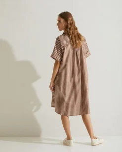 YERSE Dresses And Jumpsuits^Cotton Shirt Dress Chocolate Stripes