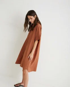 YERSE Dresses And Jumpsuits^Cotton Shirt Dress Chocolate