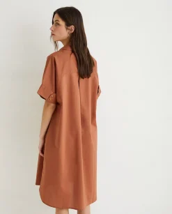 YERSE Dresses And Jumpsuits^Cotton Shirt Dress Chocolate