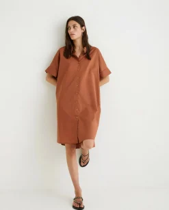 YERSE Dresses And Jumpsuits^Cotton Shirt Dress Chocolate
