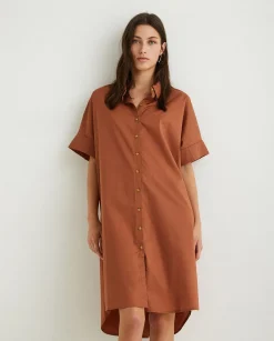 YERSE Dresses And Jumpsuits^Cotton Shirt Dress Chocolate