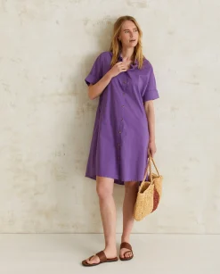 YERSE Dresses And Jumpsuits^Cotton Shirt Dress Purple