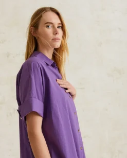 YERSE Dresses And Jumpsuits^Cotton Shirt Dress Purple