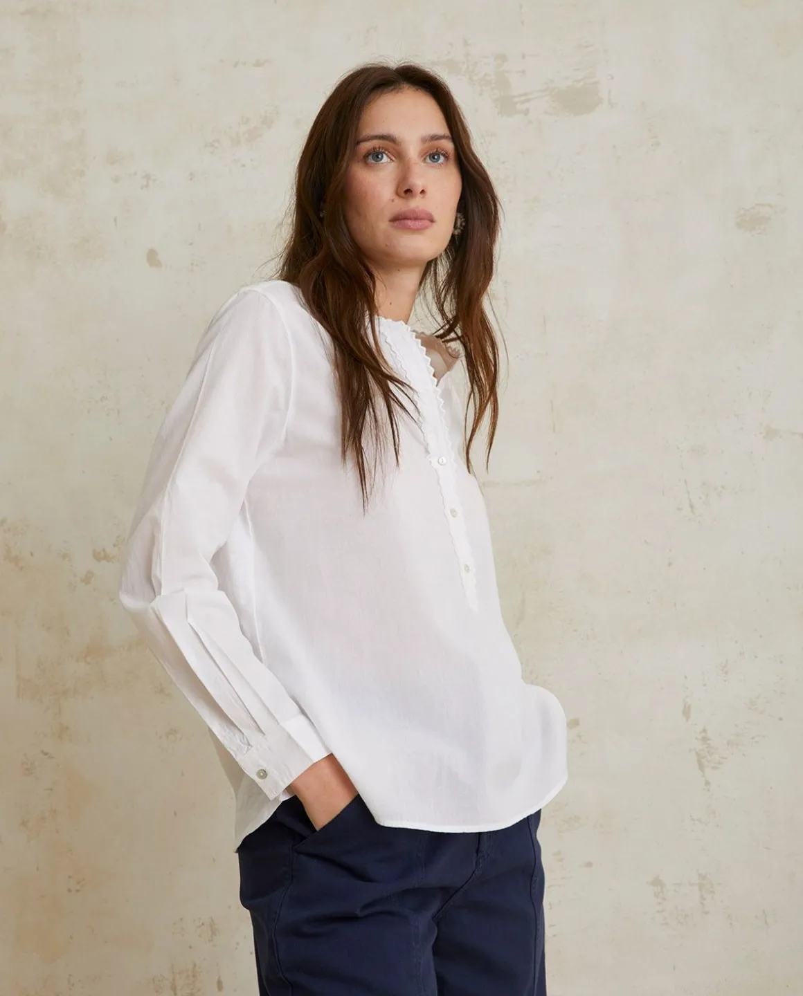 YERSE Shirts And Blouses^Cotton Shirt Embroidery White