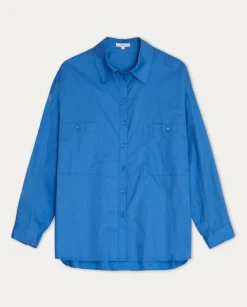 YERSE Shirts And Blouses^Cotton Shirt Pockets Blue