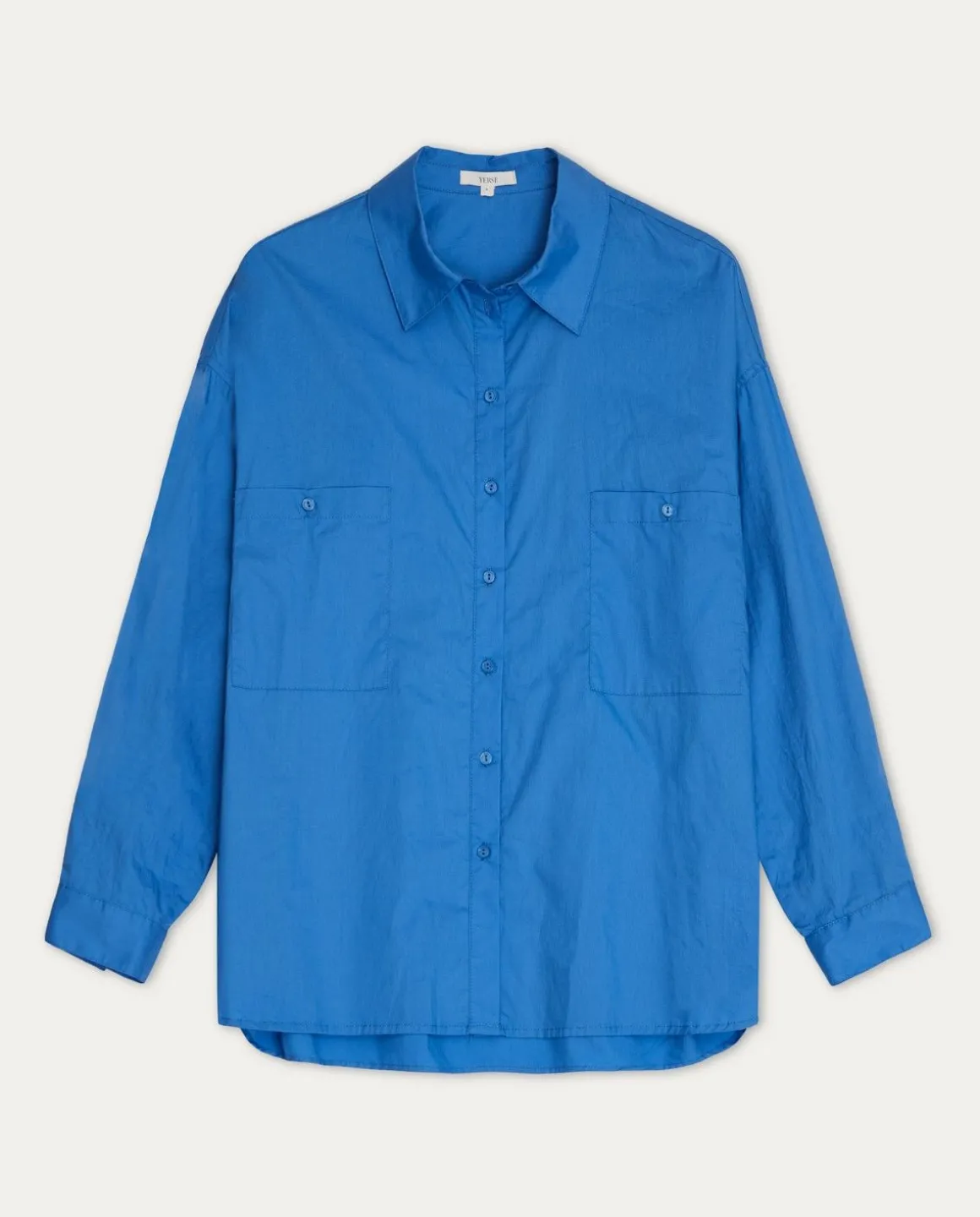 YERSE Shirts And Blouses^Cotton Shirt Pockets Blue