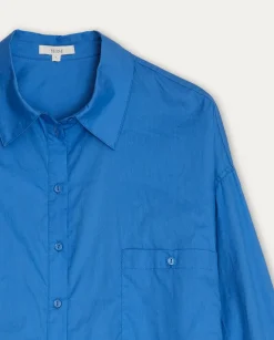 YERSE Shirts And Blouses^Cotton Shirt Pockets Blue