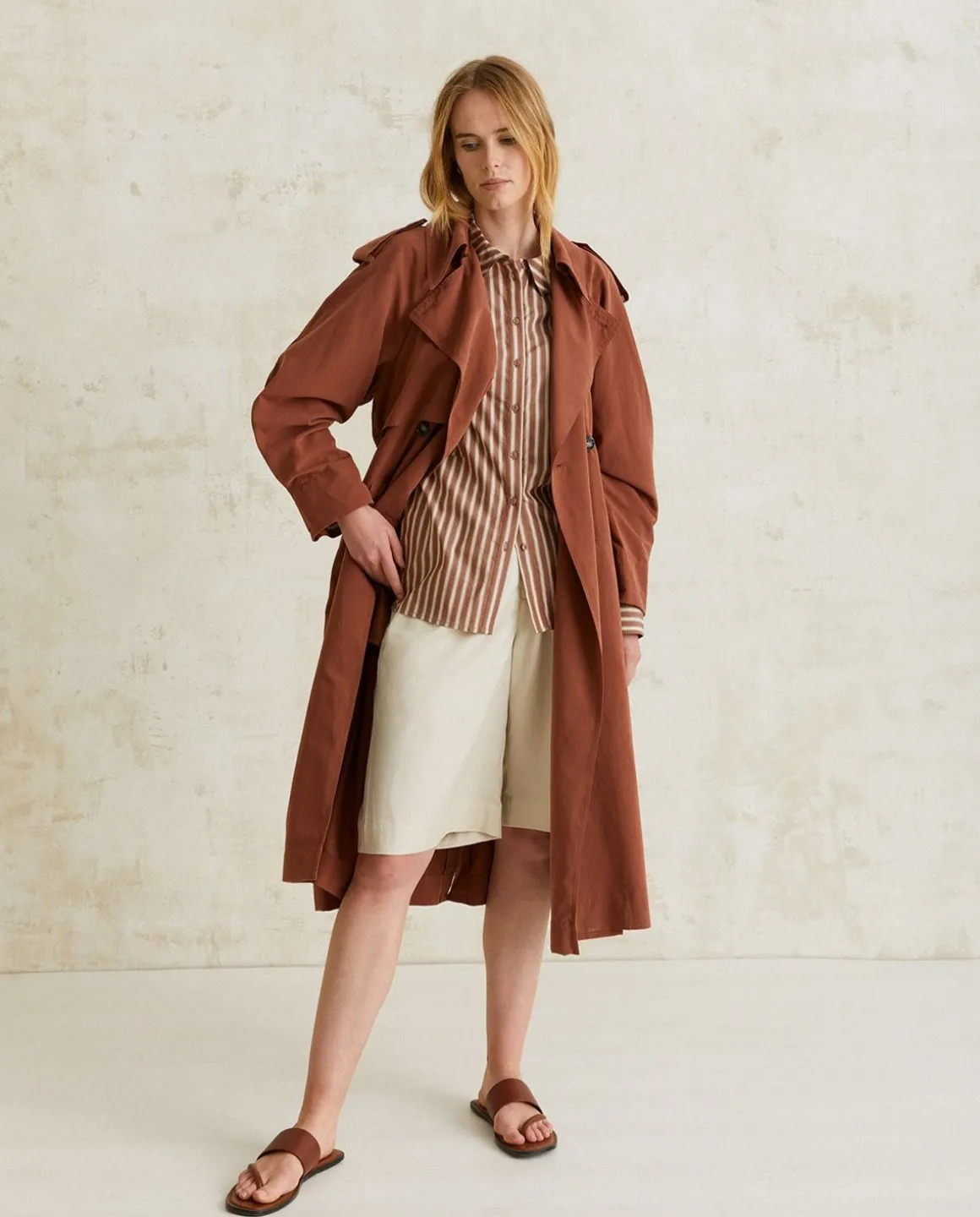 YERSE Shirts And Blouses^Cotton Shirt Pockets Chocolate Stripes
