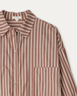 YERSE Shirts And Blouses^Cotton Shirt Pockets Chocolate Stripes