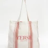 YERSE Beachwear^Cotton Stripes Tote Bag Terracota