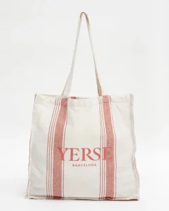 YERSE Beachwear^Cotton Stripes Tote Bag Terracota