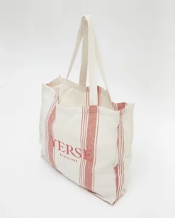 YERSE Beachwear^Cotton Stripes Tote Bag Terracota