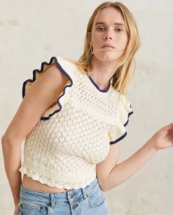 YERSE T- Shirts And Tops^Cotton Top Ruffles Ecru