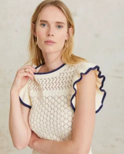 YERSE T- Shirts And Tops^Cotton Top Ruffles Ecru