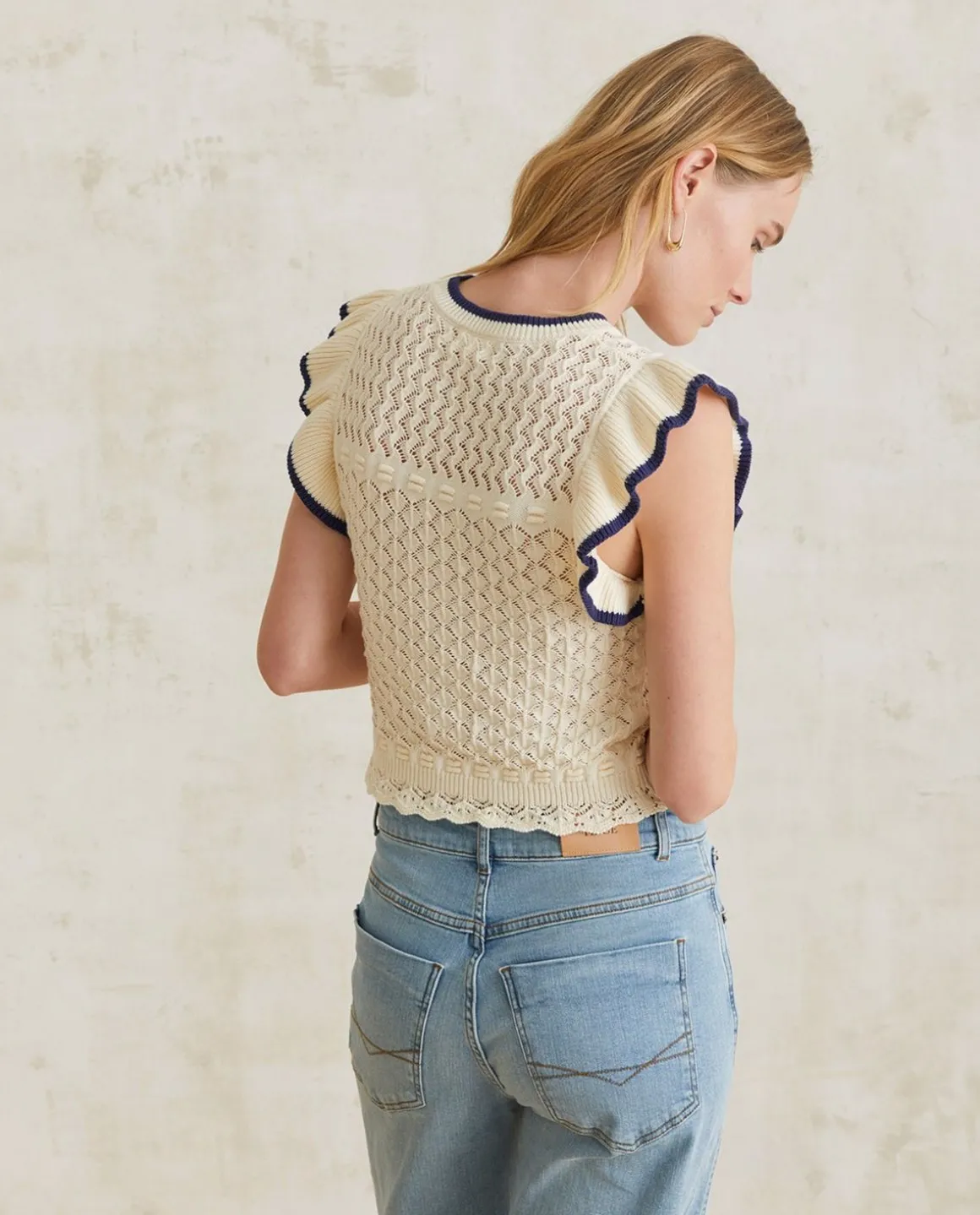 YERSE T- Shirts And Tops^Cotton Top Ruffles Ecru