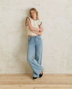 YERSE T- Shirts And Tops^Cotton Top Ruffles Ecru