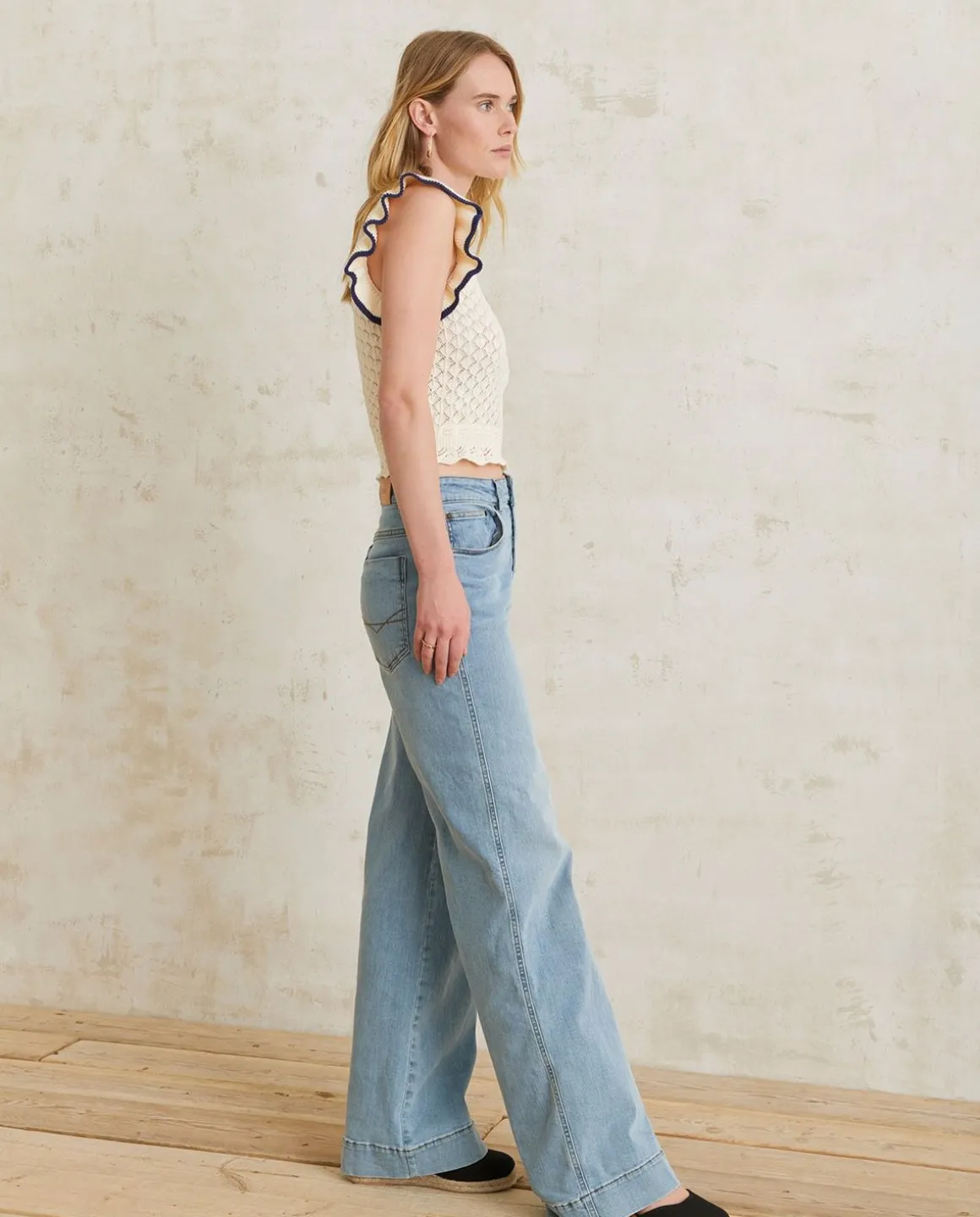 YERSE T- Shirts And Tops^Cotton Top Ruffles Ecru