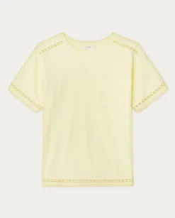 YERSE T- Shirts And Tops^Cotton T-Shirt Decorative Stitching Yellow