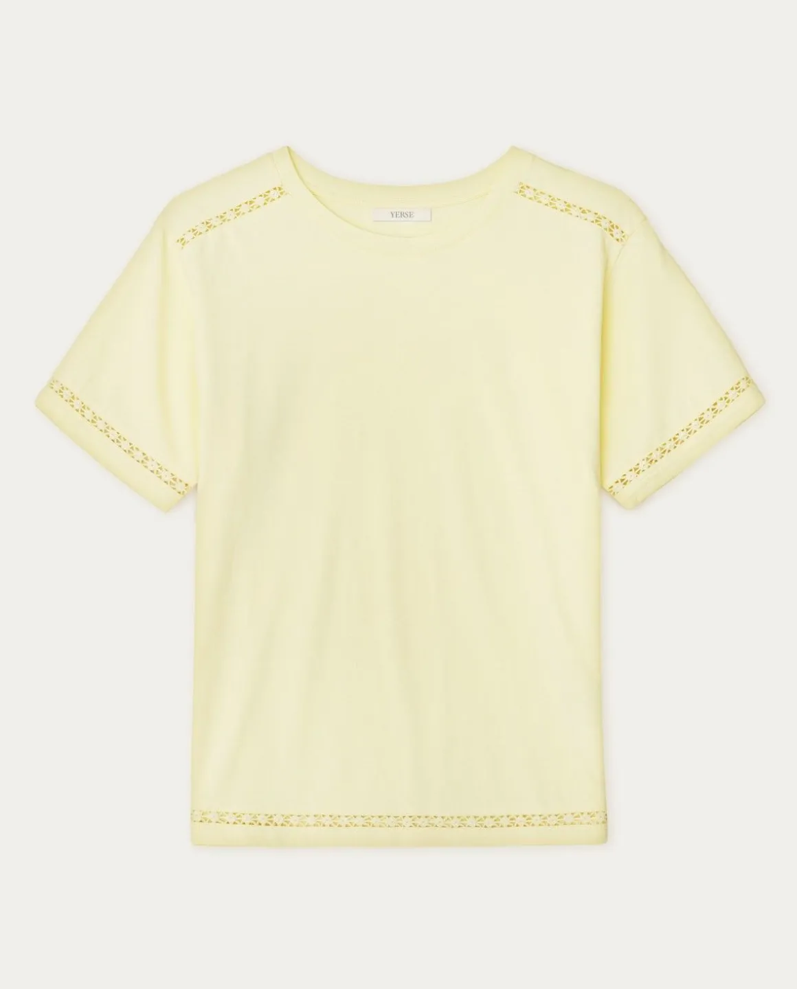 YERSE T- Shirts And Tops^Cotton T-Shirt Decorative Stitching Yellow