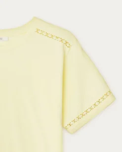 YERSE T- Shirts And Tops^Cotton T-Shirt Decorative Stitching Yellow