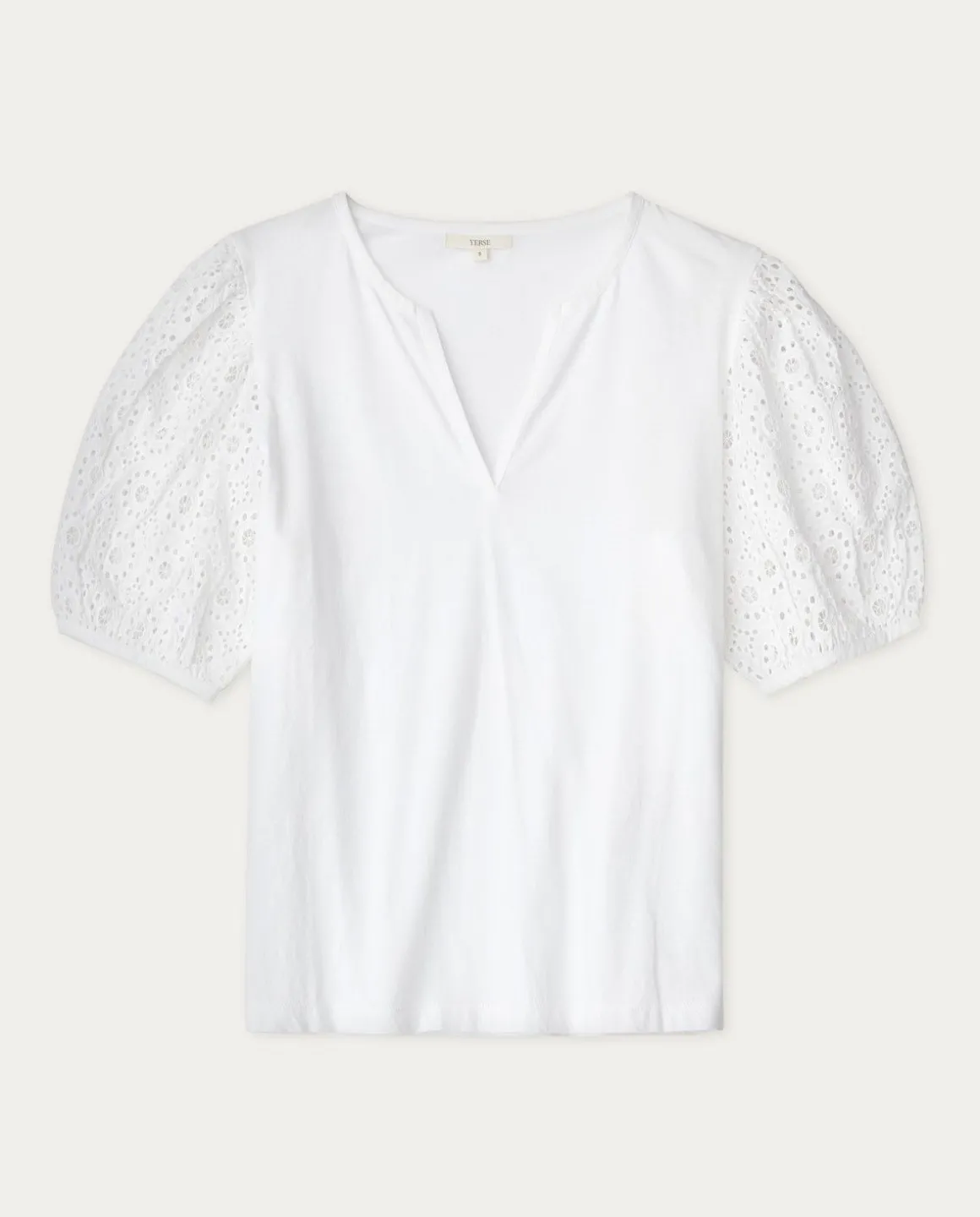 YERSE T- Shirts And Tops^Cotton T-Shirt Embroidered Sleeves White