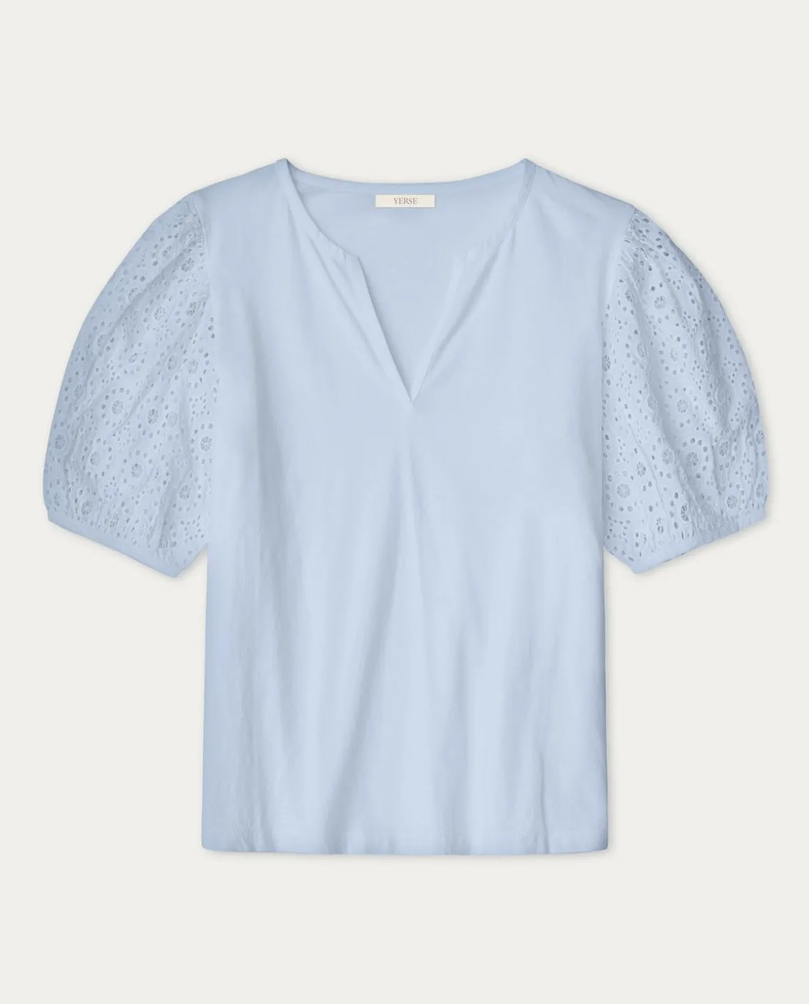 YERSE T- Shirts And Tops^Cotton T-Shirt Embroidered Sleeves Blue