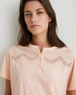 YERSE T- Shirts And Tops^Cotton T-Shirt Embroidery Salmon