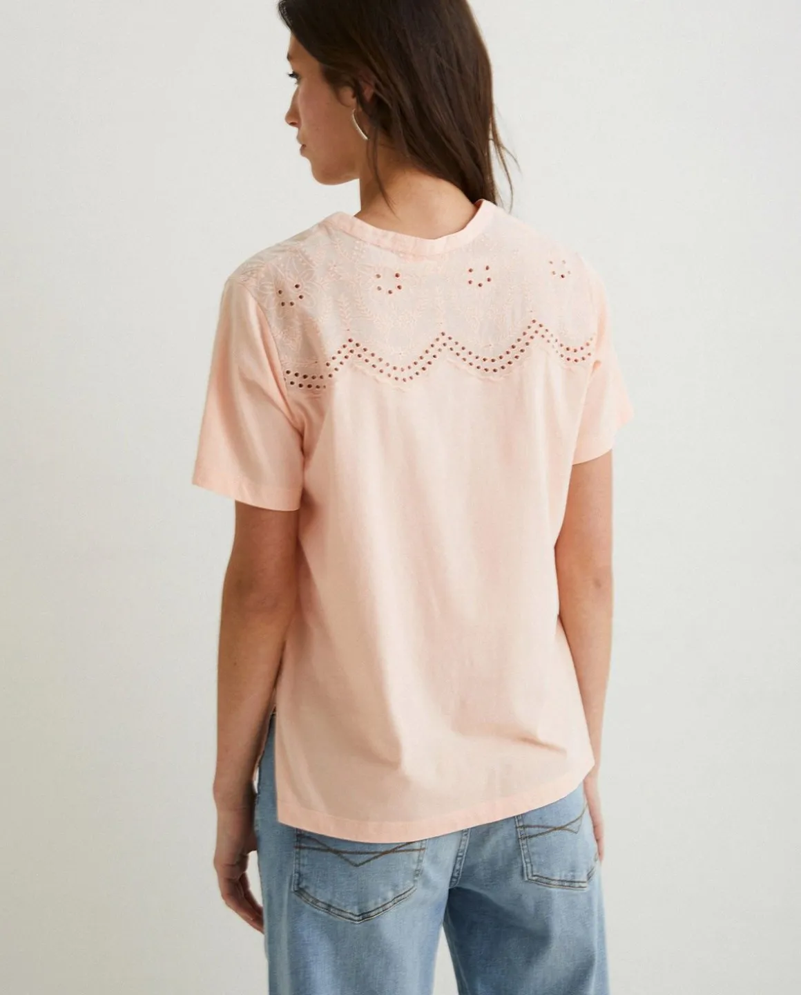 YERSE T- Shirts And Tops^Cotton T-Shirt Embroidery Salmon