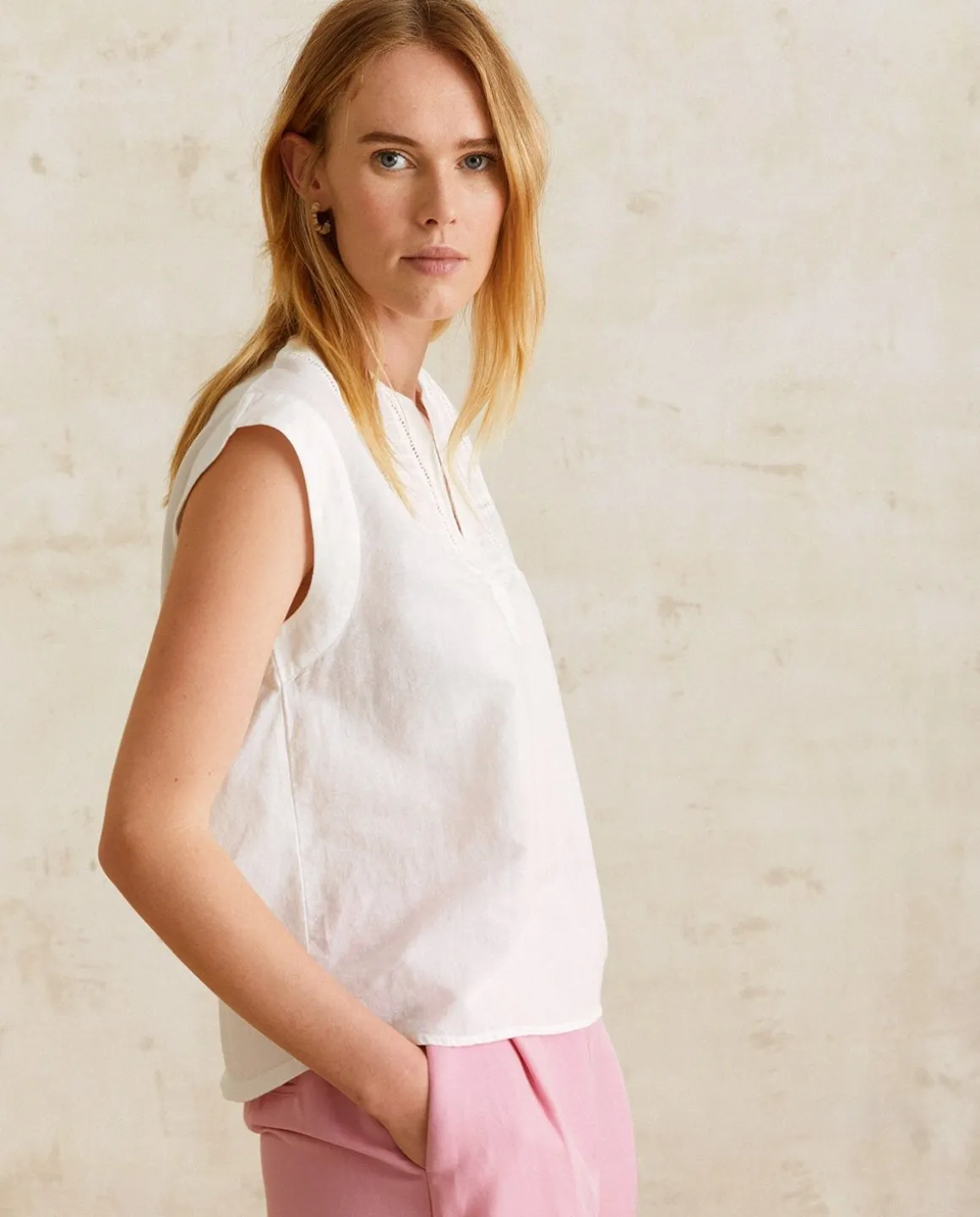 YERSE Shirts And Blouses^Cotton-Linen Blouse Ecru