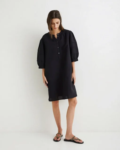 YERSE Dresses And Jumpsuits^Cotton-Linen Dress Black