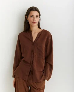 YERSE Shirts And Blouses^Cotton-Linen Shirt Brown
