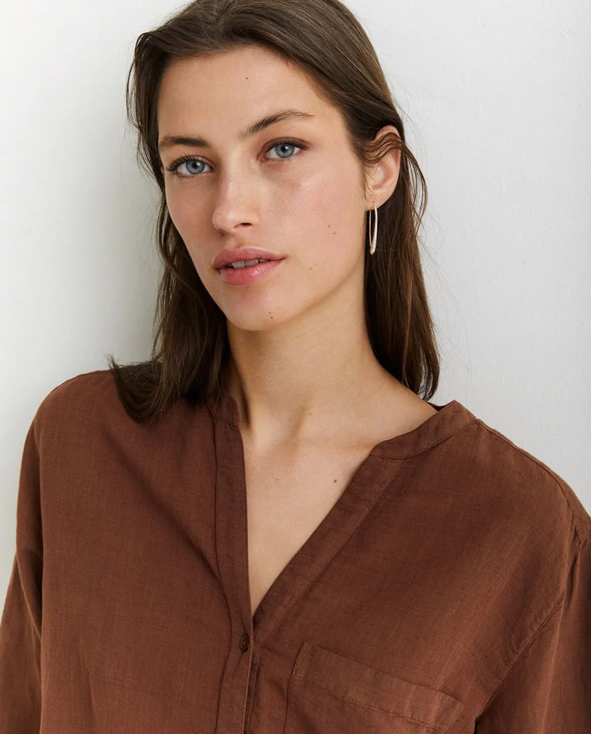 YERSE Shirts And Blouses^Cotton-Linen Shirt Brown