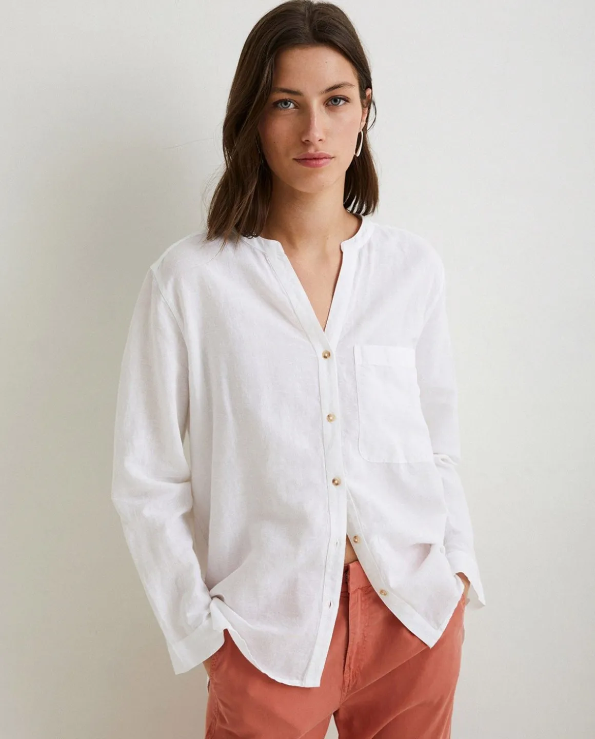 YERSE Shirts And Blouses^Cotton-Linen Shirt White
