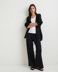 YERSE Trousers And Jeans^Cotton-Linen Trousers Black