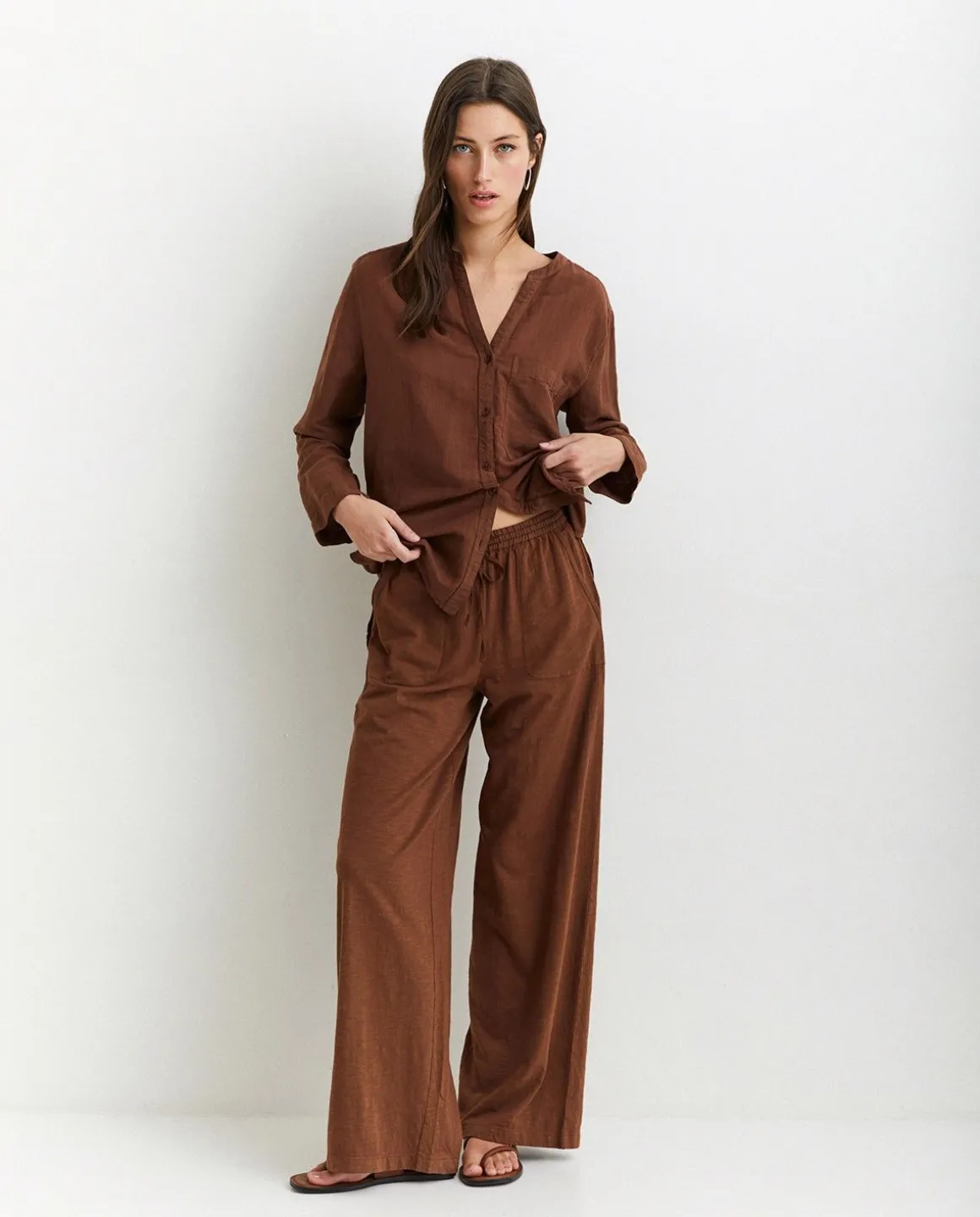 YERSE Trousers And Jeans^Cotton-Linen Trousers Brown