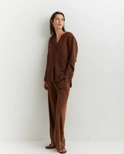 YERSE Trousers And Jeans^Cotton-Linen Trousers Brown