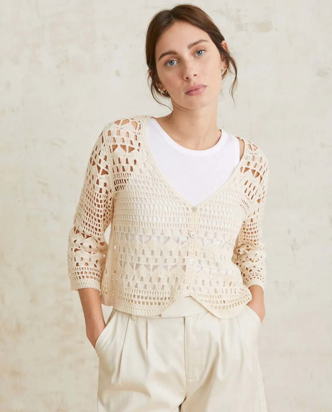 YERSE Sweaters & Cardigans^Crochet Cotton Cardigan Ecru