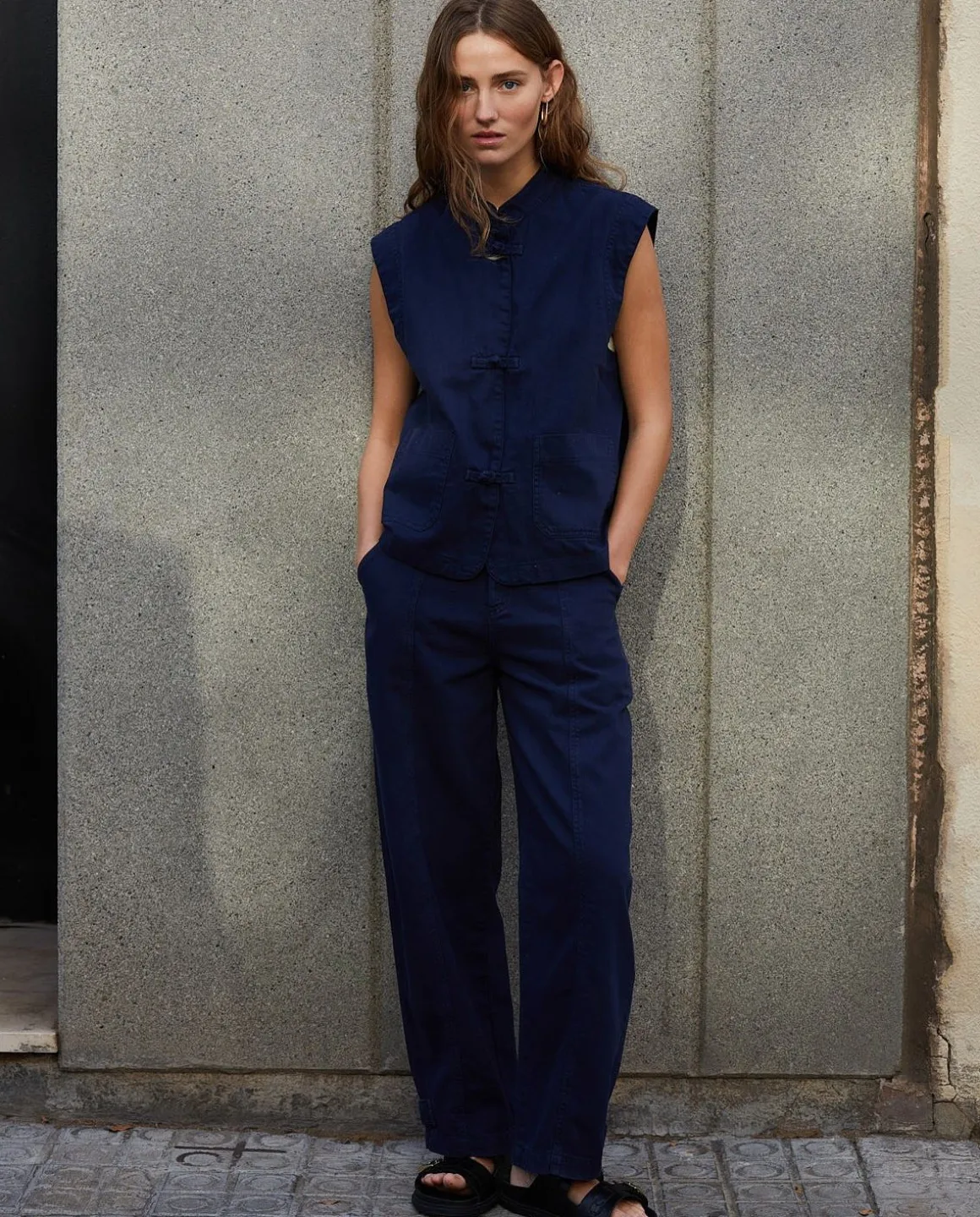 YERSE Trousers And Jeans^Denim Carrot Trousers Navy