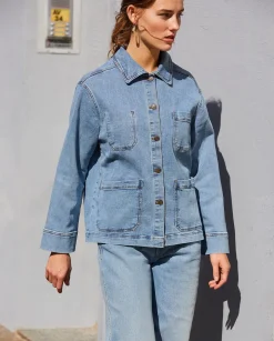 YERSE Jackets And Blazers^Denim Jacket Pockets Blue
