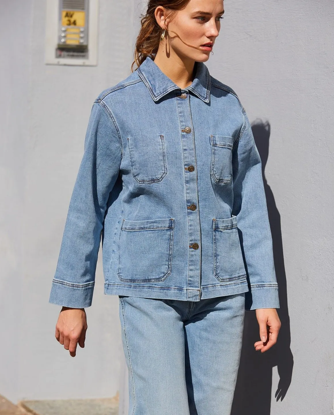 YERSE Jackets And Blazers^Denim Jacket Pockets Blue