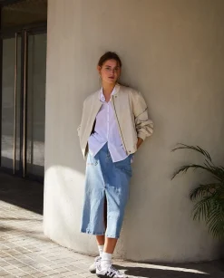 YERSE Skirts^Denim Skirt Slit Blue