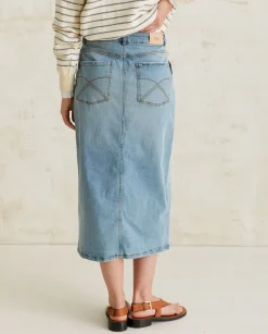 YERSE Skirts^Denim Skirt Slit Blue
