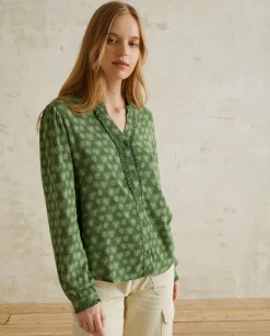 YERSE Shirts And Blouses^Flowers Shirt Green