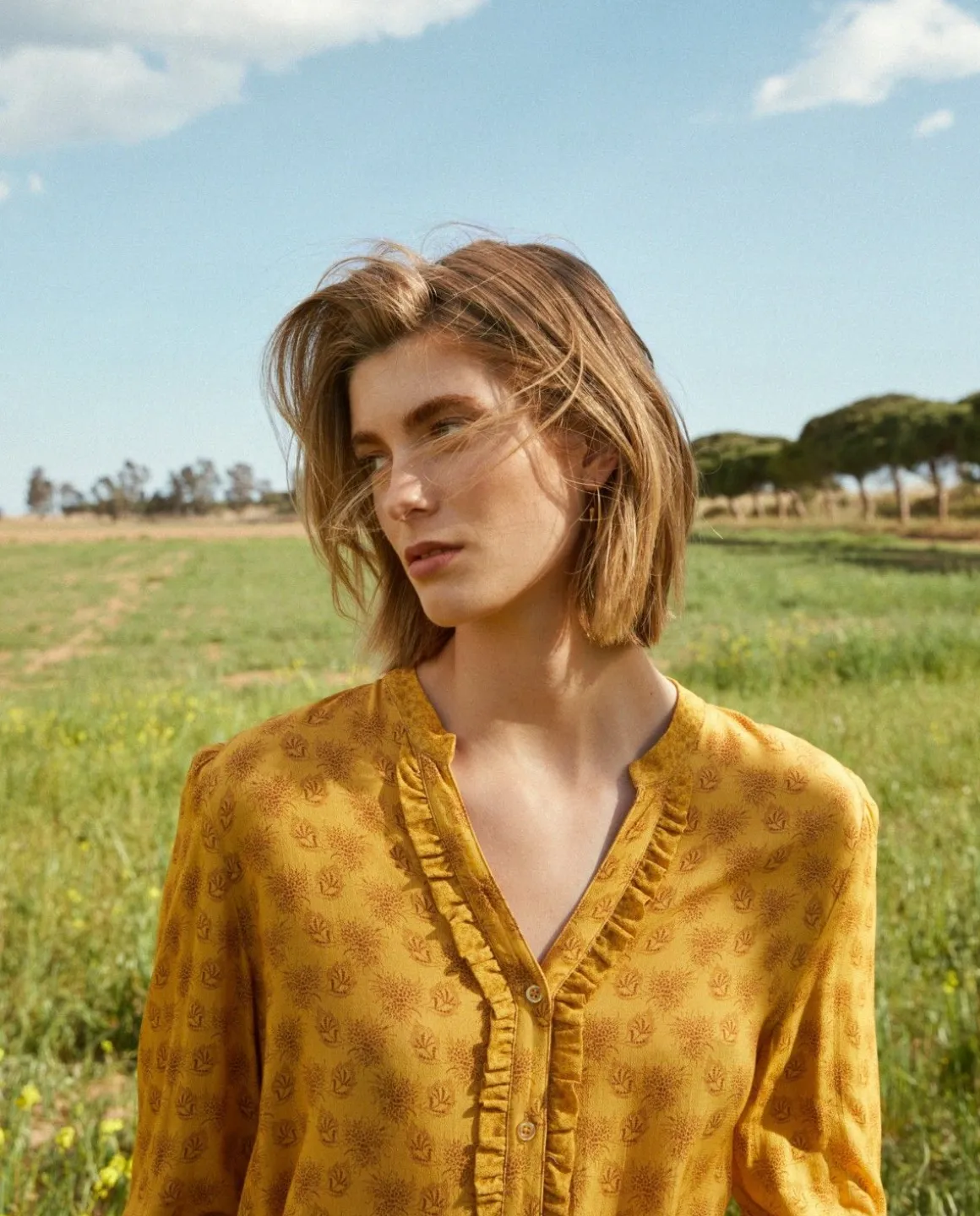 YERSE Shirts And Blouses^Flowers Shirt Yellow