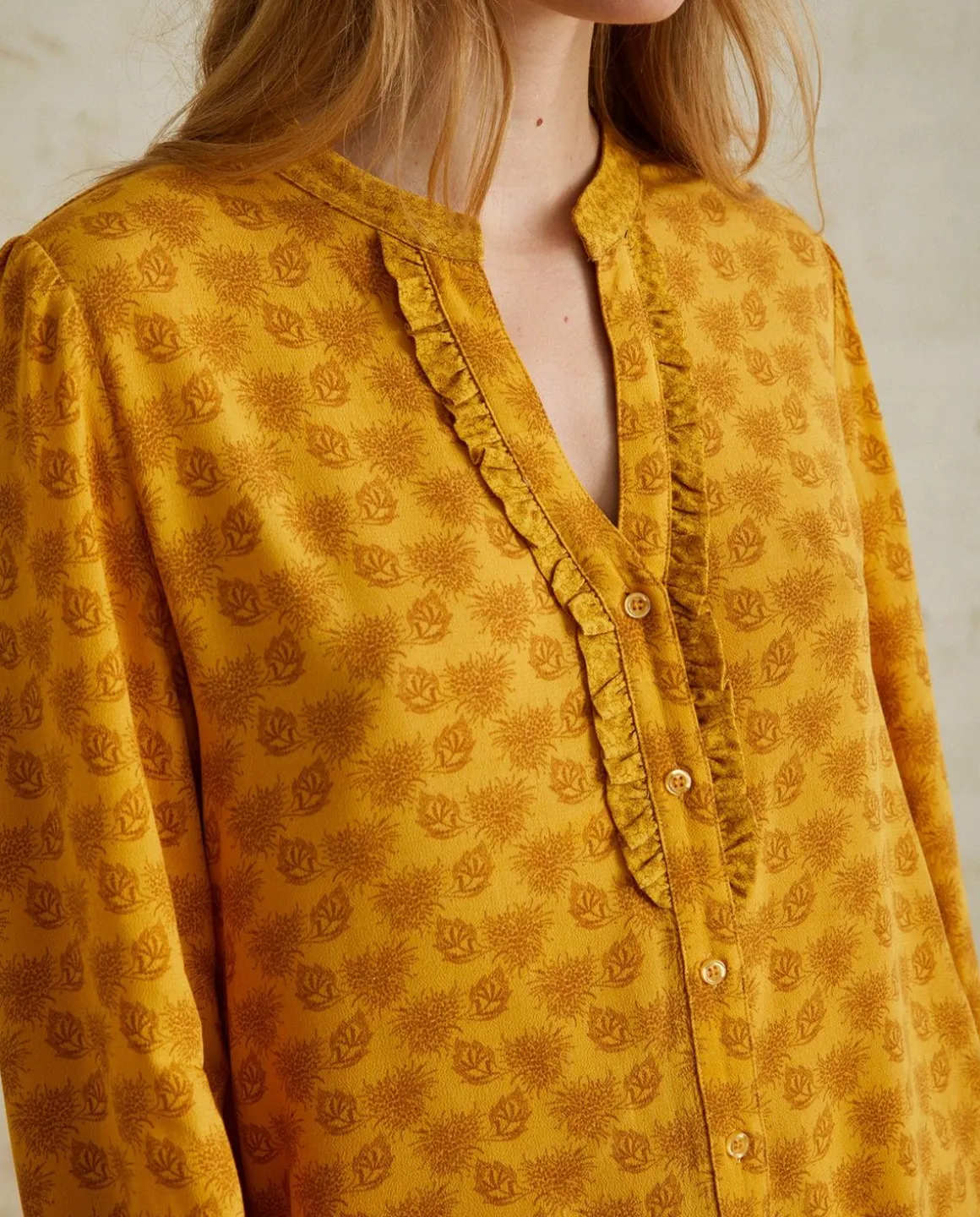 YERSE Shirts And Blouses^Flowers Shirt Yellow