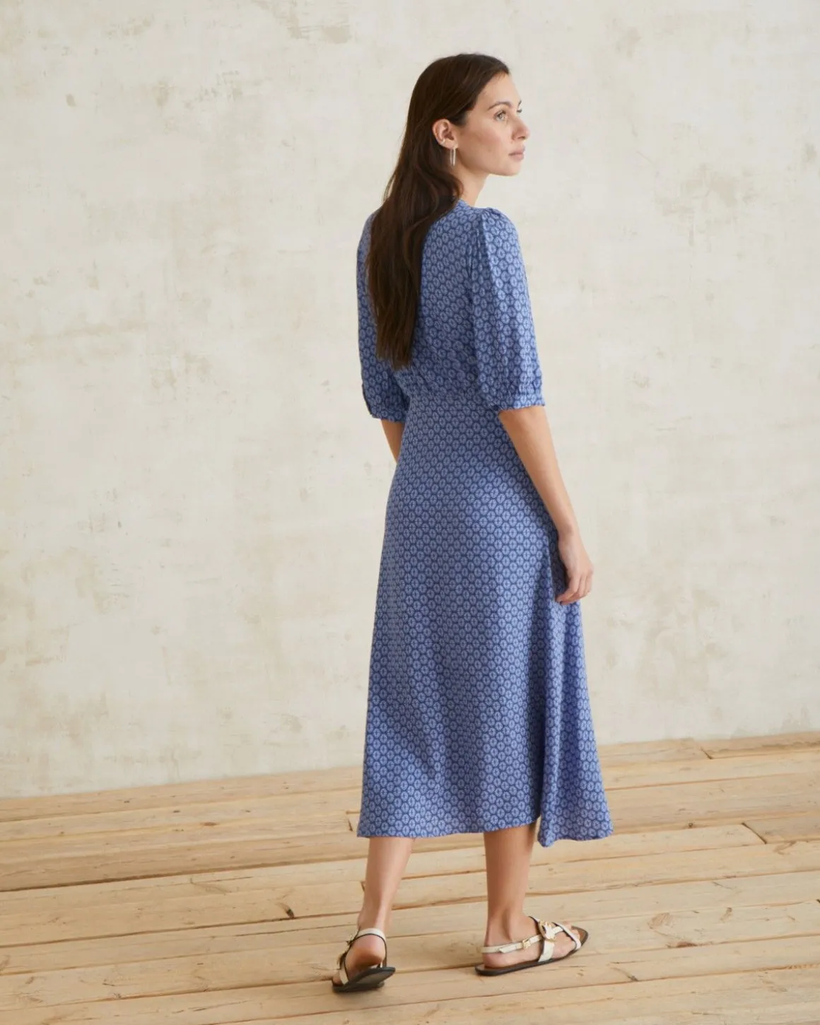 YERSE Dresses And Jumpsuits^Flowy Dress Puffed Sleeves Blue