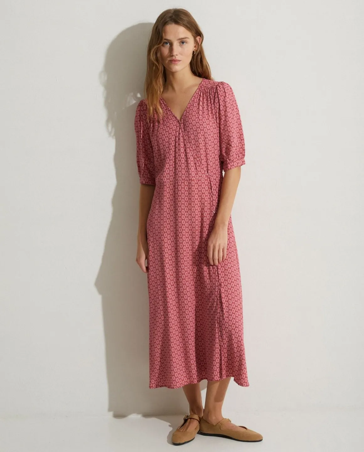 YERSE Dresses And Jumpsuits^Flowy Dress Puffed Sleeves Pink