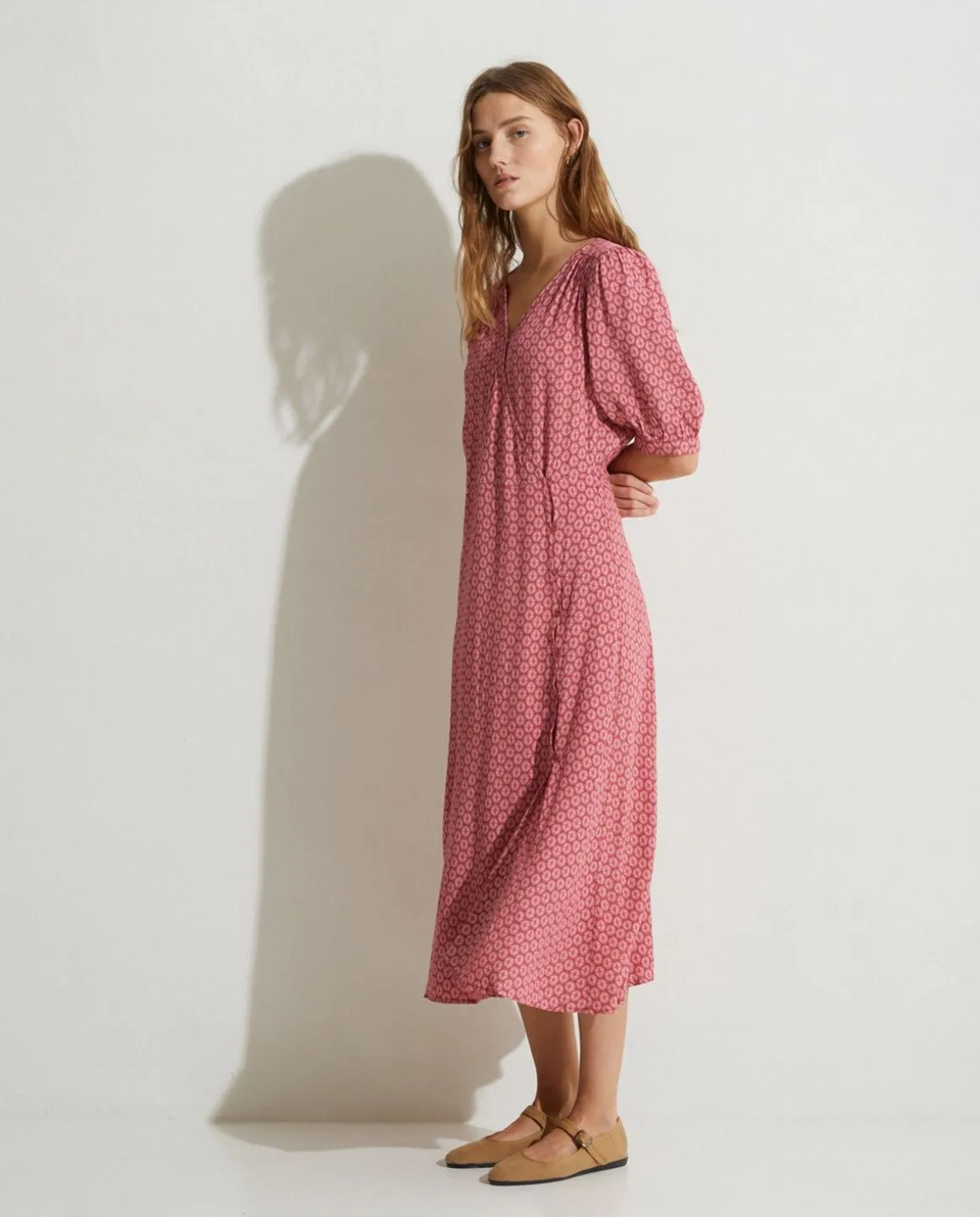 YERSE Dresses And Jumpsuits^Flowy Dress Puffed Sleeves Pink