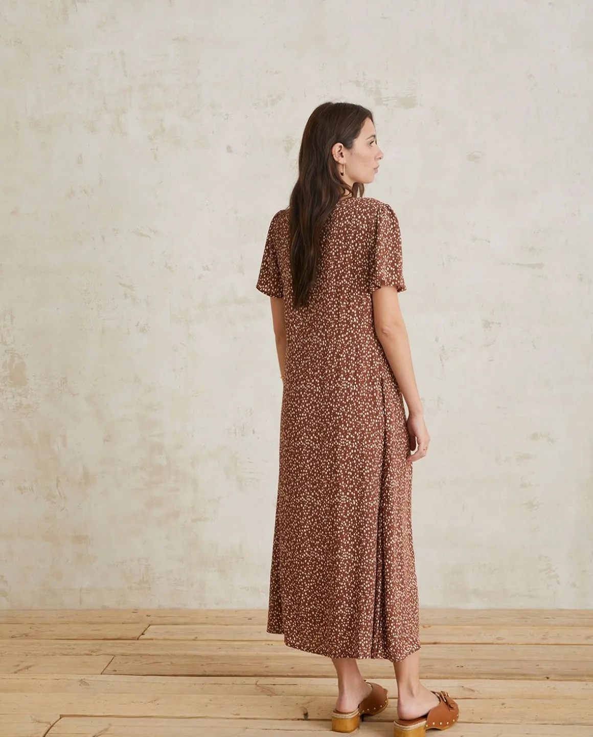 YERSE Dresses And Jumpsuits^Flowy Print Dress Chocolate